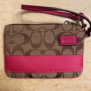 Pink & Tan Coach Wristlet